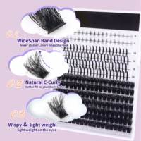 Kit d'extension de cils en vison réutilisable, confortable, fait main, personnalisé, pour marque privée, avec bouquets de cils effet manga volumineux et texturés, effet fluffy