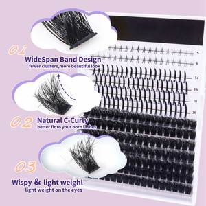 Kit d'extension de cils en vison réutilisable, confortable, fait main, personnalisé, pour marque privée, avec bouquets de cils effet <span class=keywords><strong>manga</strong></span> volumineux et texturés, effet fluffy - Product Image 3