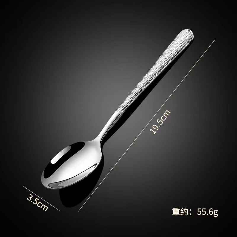 Cuchara de postre de acero 304 con punta de grano de diamante