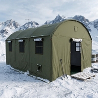Tente d'urgence portable rectangulaire en acier galvanisé, toile en coton PVC imperméable, abri pour réfugiés quatre saisons, vente en gros