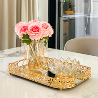 Plateau en métal miroir électroplaqué de style européen exclusif transfrontalier pour salon, table à manger et table basse