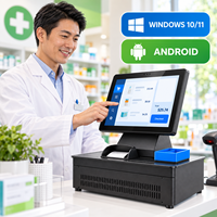 Caisse enregistreuse tactile POS 15 pouces à écran plat capacitif, processeur I3/I5/I7, Wi-Fi 6, Bluetooth 5.2, NFC, Windows 10, Android, garantie 1 an