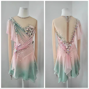 Meisjes Volwassen Kunstschaatsen Gymnastiek Balletjurk; Mesh Splice Balzaal Danskleding Voor Kinderen - Product Image 4