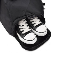 Logo personnalisé Multifonctionnel Imperméable Noir Nylon Polyester Sports Fitness Sac à dos Voyage Gym Sac polochon avec compartiment à chaussures