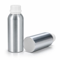 Bouteille en aluminium poli de 300 ml avec bouchon de sécurité blanc de 59 mm de diamètre pour l'emballage d'huiles essentielles et de parfums