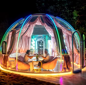Casa Burbuja Móvil de Acero Ecológica para Glamping, Cabaña Transparente Resistente a la Intemperie con Cortina para Hotel o Restaurante al Aire Libre - Product Image 3