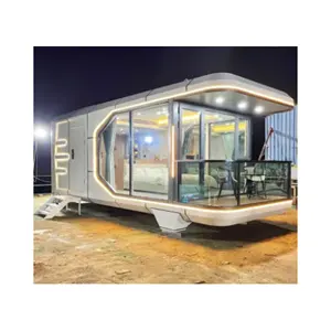 Maison préfabriquée de luxe Conteneur d'espace Capsule spatiale ronde Petite Maison avec cuisine et chambre à coucher