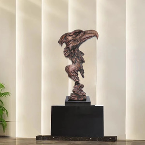 Abstract Cast Aluminum Animal Head Sculpture Minimalist Handmade Tabletop <b>Decor</b> For Hotel Lobby Office Clubhouse Living Room - Product Image 3