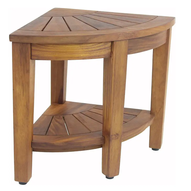 Teak Die Original Corner Teak Dusch bank mit Regal & Teak Two-Step CareKit