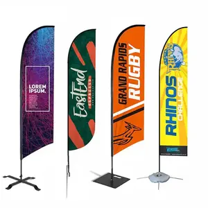 New Design promotional advertising outdoor polyester flying flag pole teardrop feather beach flags banner