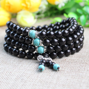Ebony Buddhist Prayer <b>Beads</b> <b>Bracelet</b> 108 <b>Beads</b> Tassel Design Unisex Jewelry Gift - Product Image 1