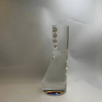 Trophée en cristal K9 de qualité supérieure, gravé au laser, à facettes verticales polies, base irisée, pour présentation au bureau