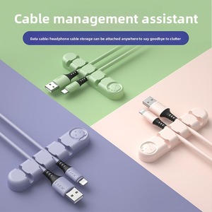 Organizador de cables fijo para escritorio, organizador de cables de silicona y centro de almacenamiento, dispositivo autoadhesivo para enrollar cables, protector de cables de datos. - Product Image 5