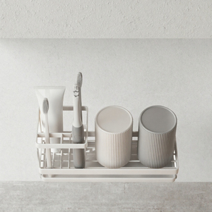 Nouvel Arrivage – Organisateur 4 Compartiments en Métal Brillant Écologique pour Brosses à Dents, Dentifrice et Gobelets – Ensemble de 3 Pièces pour Comptoir de Salle de Bain - Product Image 3