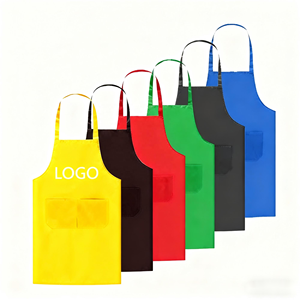 Logo personalizzato Plain bavaglini per le donne 2 tasche nero poliestere commerciale Chef cucina cucina ristorante BBQ grembiule per la pulizia - Product Image 1