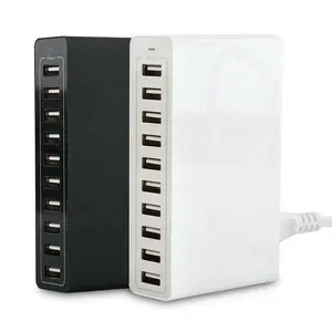 Adaptador de corriente CA inteligente, 10 puertos, 50W, 10A, cargador de pared USB para tableta de teléfono móvil