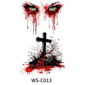 WS-C Halloween dessin animé crâne citrouille <span class=keywords><strong>horreur</strong></span> <span class=keywords><strong>Thriller</strong></span> visage cou transfert d'eau étanche temporaire tatouage autocollant pour adultes - Product Image 5