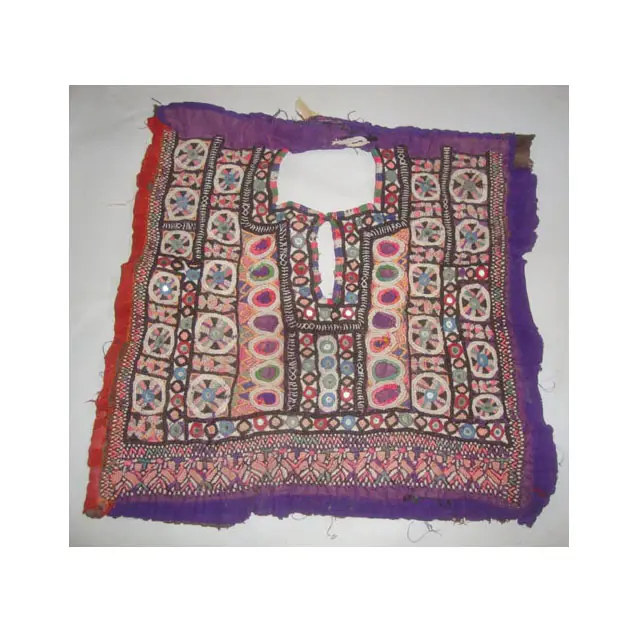 Pola perca India gaun Afghan kain katun kerajinan jahit tambal sulam buatan tangan cermin bordir saku Vintage pola tambal sulam