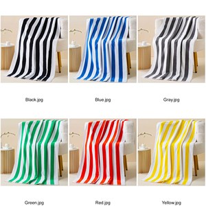 Toallas de Playa Grandes de Algodón a Rayas al por Mayor, Toallas de Baño de Colores Brillantes Personalizadas al por Mayor, Manta de Piscina Absorbente con Logotipo Personalizado - Product Image 2