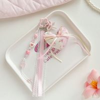 En gros, Porte-clés cœur en tissu rembourré, Breloque de sac avec ruban, dentelle et pompon, Pendentif cœur nœud papillon, Esthétique Coquette