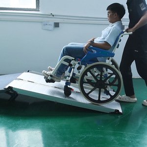 Aluminum Alloy Accessible Ramp <b>Portable</b> Wheelchair Ramp <b>Step</b> Plate For Indoor Outdoor Use Silver Gray 439E-A01LT - Product Image 1