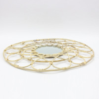 Miroir décoratif pour la maison, style nordique, miroir mural décoratif, style campagnard, miroir cosmétique en bois et rotin