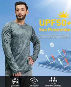 Camisa de Pesca Elástica de Manga Larga con Protección Solar UPF 50, Impermeable, Resistente al Viento, con Estampado Digital, Antienganches, de Secado Rápido y Transpirable - Product Image 1