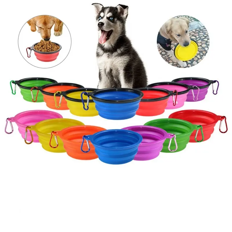 PEASTC Mangkuk Perjalanan Silikon Lipat Hewan Peliharaan Mangkuk Anjing Portabel Dapat Dilipat Lipat Mangkuk Hewan Peliharaan & Pengumpan Makanan Air
