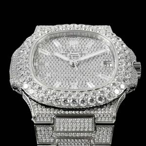 นาฬิกาข้อมือผู้ชายระดับท็อป VVS มอยส์ซาไนต์ หรูหรา แฟชั่น ธุรกิจ ขนาด 40 มม. สายสแตนเลส กันน้ำ ประดับเพชรที่เข็มนาฬิกา - Product Image 2