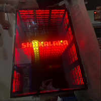 Enseigne publicitaire personnalisée en miroir infini 3D LED, miroir mural coloré multicouche, effet néon abyssal pour bureaux, magasins, maisons