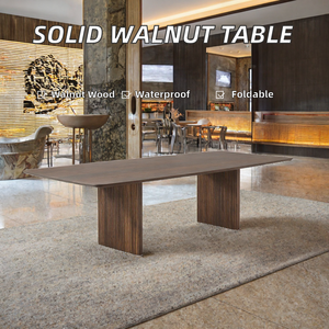 Mesa de Comedor Rectangular de Madera de Nogal Sólido, Mesa Larga de Madera, Muebles Contemporáneos para Comedor y Oficina en Casa - Product Image 2