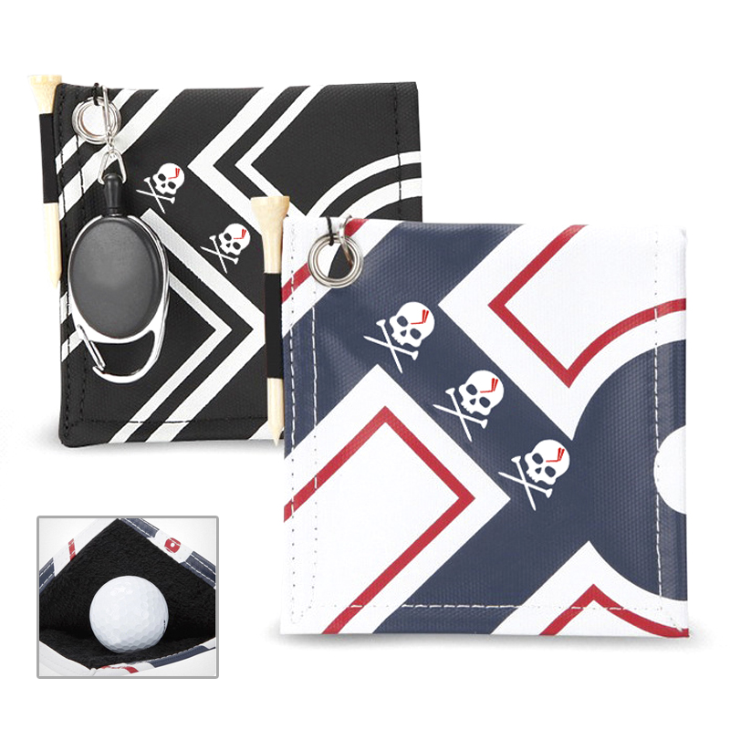 2021 popular golf double-sided with hanging ring cleaning towel for golf club or ball customized logo acceptable