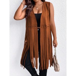 Gilet Western à Franges Grande Taille pour Femme FOXA, Style Cowgirl Vintage avec Pompons, Vêtement d'extérieur sans Manches - Product Image 4