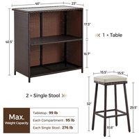 Ensemble de chaises de bar en rotin PE pour extérieur, meubles en osier avec armoire de rangement, pour jardin, balcon, bord de piscine