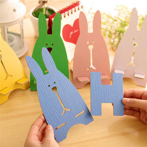 रचनात्मक फोन स्टैंड प्यारा फोन धारक कार्टून खरगोश लकड़ी के पशु आकार सेल फोन स्टैंड - Product Image 6