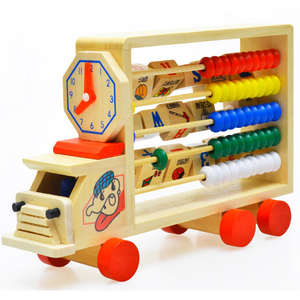 Perles de <span class=keywords><strong>boulier</strong></span> en bois pour bébé maths comptage Al[habet blocs voiture jouets éducatifs d'apprentissage cognitif pour les tout-petits - Product Image 1