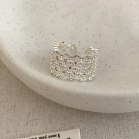 Vergoldeter Vintage Spitzen-Mesh Offener Manschettenring Filigran Eingelegter Klarer Zirkon Breiter Verstellbarer Statement-Fingerring
