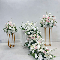M-FR70 Fleurs artificielles vertes bordeaux naturelles, centre de table blanc pour allée, chemin de table rose, fournitures de décoration de mariage