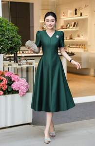 Robe midi décontractée et é<span class=keywords><strong>l</strong></span>égante à col en V, couleur bonbon, version X, pour femme, amincissante et ajustée à la taille, tendance, rajeunissante, été - Product Image 4