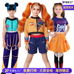 Disfraz de Demon Hunter para niñas, ropa de estilo coreano en negro y dorado, ropa para niños de 8 a 13 años, fibra de poliéster - Product Image 5