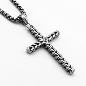 yunnique <b>Titanium</b> Steel Cross Pendant Necklace Unisex Stainless Steel Religious Jewelry Geometric Design Fashion Necklace - Product Image 1