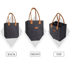 Sac de rangement pour vin en feutre de laine polyvalent avec logo personnalisé pour les voyages et la maison, capacité de 6 bouteilles - Product Image 4