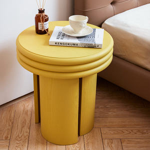 طاولة قهوة عصرية أنيقة مستديرة اللهجة مصنوعة يدويًا من نسيج الخشب الغني بالحبوب أثاث منزلي - Product Image 5