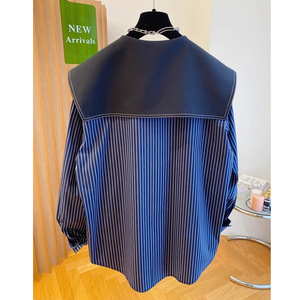 <span class=keywords><strong>Camicia</strong></span> a righe da <span class=keywords><strong>donna</strong></span> ufficiale in raso dolce autunnale a maniche lunghe, vestibilità ampia, <span class=keywords><strong>con</strong></span> ampio collo a revers e elastico - Product Image 4