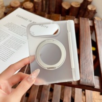 Coque de téléphone pliable avec anneau magnétique rotatif à 360 degrés pour iPhone Duo, transparente, givrée, fine, avec béquille de protection