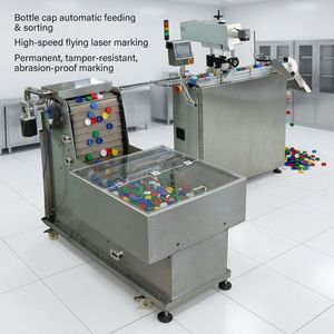 Imprimante de marquage laser UV à alimentation automatique haute vitesse BMG pour couvercles en PET/plastique avec vérification OCR/code QR Ligne de tri de capsules avec rejet de servosortisseurs - Product Image 1