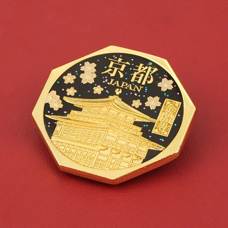 Custom Badge Metal Japanese Culture Kyoto Enamel Badge Magnetic Enamel Pin with Strong Magnetic Hold