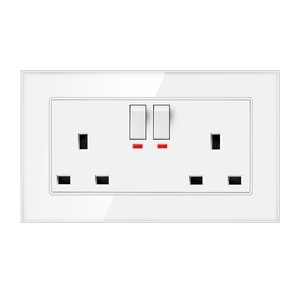 Double <span class=keywords><strong>prise</strong></span> murale britannique <span class=keywords><strong>avec</strong></span> interrupteur et lumière néon 13A 3 broches, matériau en verre flotté solide industriel, utilisation en <span class=keywords><strong>salle</strong></span> <span class=keywords><strong>de</strong></span> <span class=keywords><strong>bain</strong></span> - Product Image 3