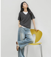 ZZH YF2781 Kaos Wanita Lengan Pendek Versi Korea Pinggang Tinggi Kasual Serbaguna Musim Panas