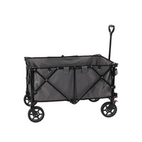 Chariot pliant WZ TC-92 pour le camping en plein air, roues pivotantes, construction métallique, poignée réglable, design compact pour les pique-niques